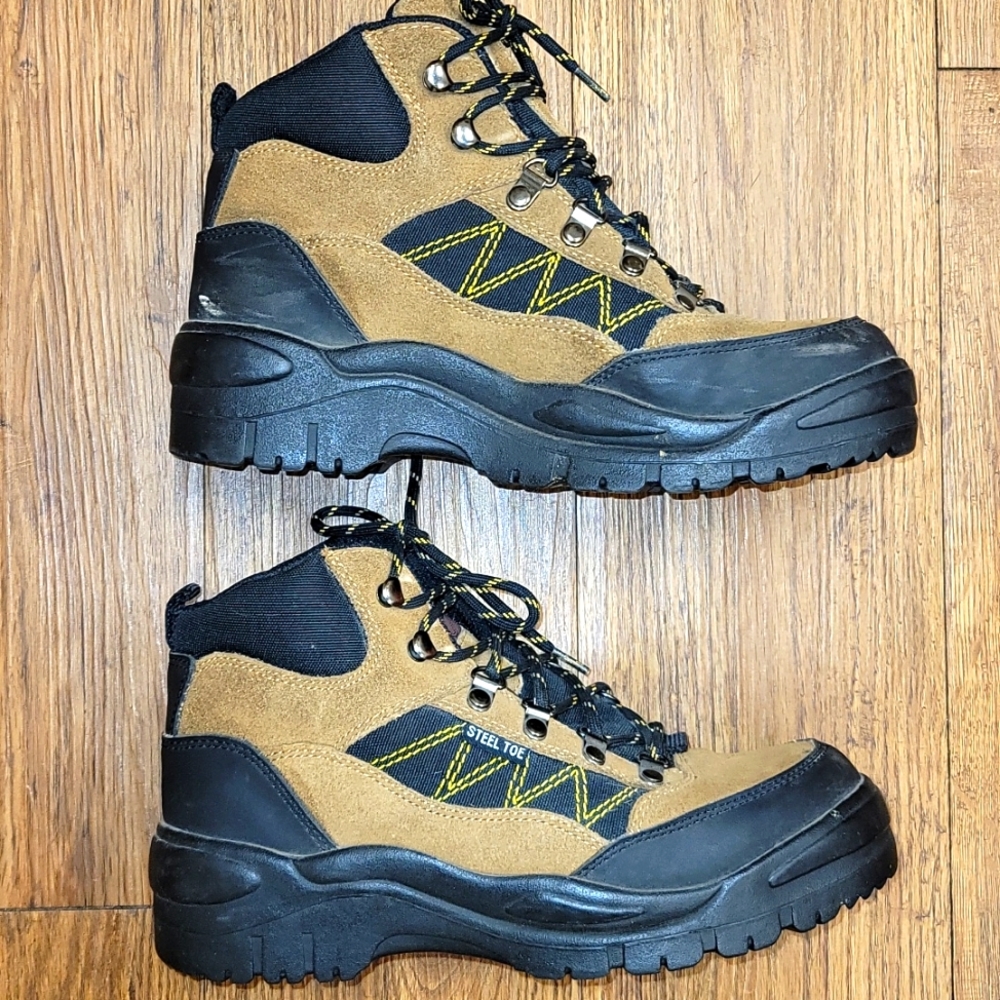 Workload boots steel toe brown black upper leather workboots
